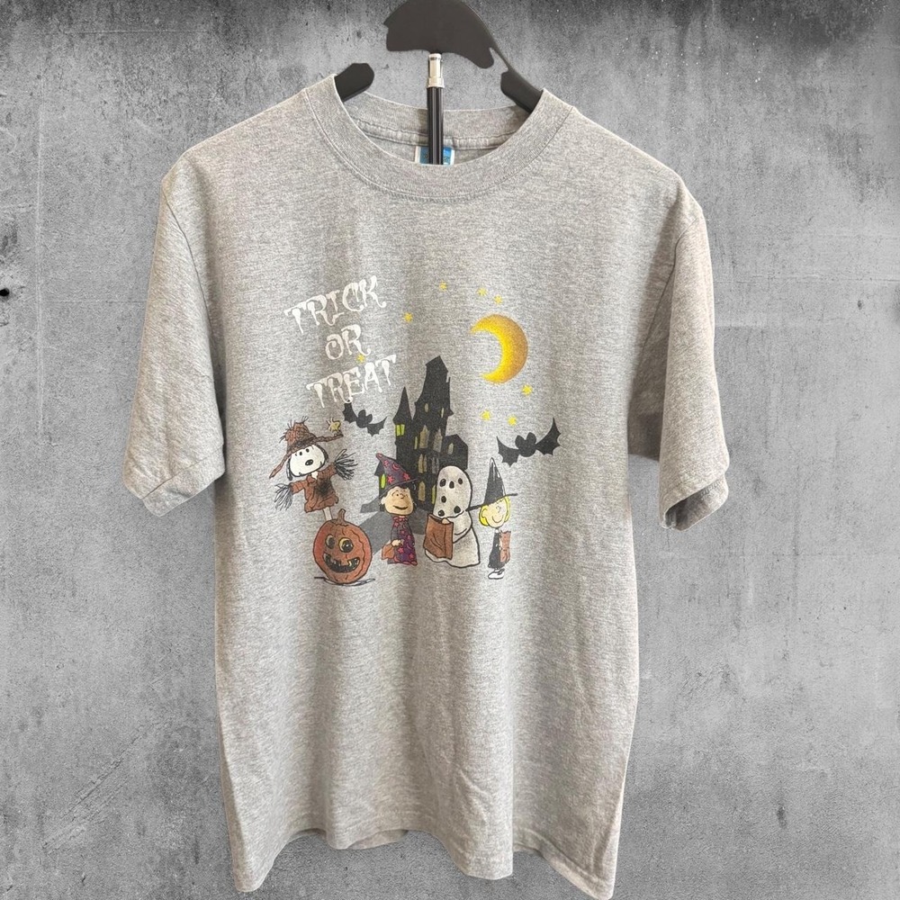 Gray Peanuts Halloween cotton T shirt cartoon characters in Halloween size M